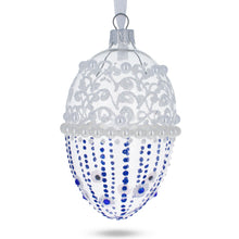 Load image into Gallery viewer, Pearls on Frosted Glass Egg Ornament 4 Inches
