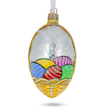 Load image into Gallery viewer, Easter Bunny in Flower Basket Glass Egg Ornament 4 Inches
