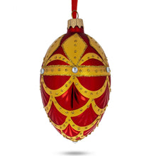 Load image into Gallery viewer, Gold Trellis on Red Egg Glass Ornament 4 Inches