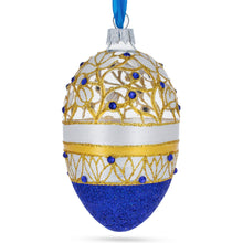 Load image into Gallery viewer, Golden Wines Jeweled Egg Glass Ornament 4 Inches