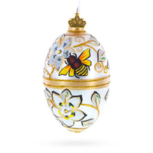 Load image into Gallery viewer, Bee On Flowers Glass Egg Ornament 4 Inches