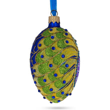 Load image into Gallery viewer, Peacock Glass Egg Ornament 4 Inches