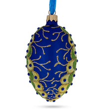 Load image into Gallery viewer, Peacock Glass Egg Ornament 4 Inches