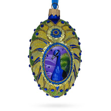 Load image into Gallery viewer, Peacock Glass Egg Ornament 4 Inches