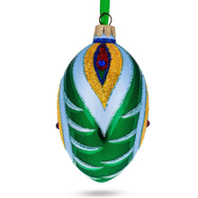Load image into Gallery viewer, Peacock Feather Glass Egg Ornament 4 Inches