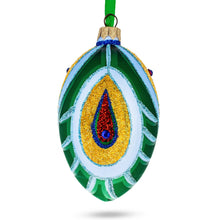 Load image into Gallery viewer, Peacock Feather Glass Egg Ornament 4 Inches