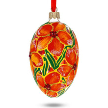 Load image into Gallery viewer, Red Flowers Bouquet Glass Egg Ornament 4 Inches