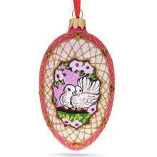 Load image into Gallery viewer, Romantic Doves in Floral Glass Egg Ornament 4 Inches