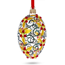 Load image into Gallery viewer, Red Berries On Clear Glass Egg Ornament 4 Inches