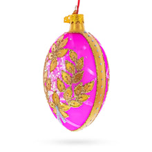 Load image into Gallery viewer, Golden Branches On Pink Glass Egg Ornament 4 Inches