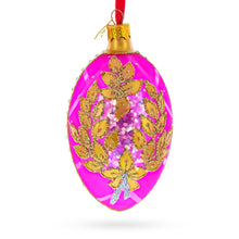 Load image into Gallery viewer, Golden Branches On Pink Glass Egg Ornament 4 Inches