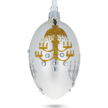 Load image into Gallery viewer, Chandeliers On White Glass Egg Ornament 4 Inches