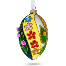 Load image into Gallery viewer, Roses On Spiral Leaves Glass Egg Ornament 4 Inches