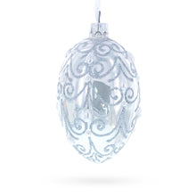 Load image into Gallery viewer, Jeweled Beads on Glossy White Glass Egg Ornament 4 Inches