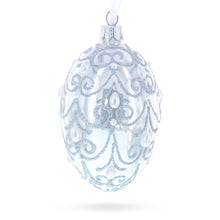 Load image into Gallery viewer, Jeweled Beads on Glossy White Glass Egg Ornament 4 Inches
