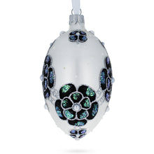 Load image into Gallery viewer, French Couturier Green Jeweled Pendant Necklace Glass Egg Christmas Ornament 4 Inches