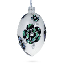 Load image into Gallery viewer, French Couturier Green Jeweled Pendant Necklace Glass Egg Christmas Ornament 4 Inches