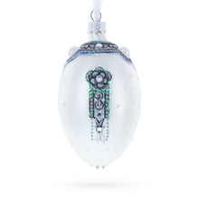 Load image into Gallery viewer, French Couturier Pearls on White Pendant Necklace Glass Egg Christmas Ornament 4 Inches