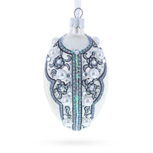 Load image into Gallery viewer, French Couturier Pearls on White Pendant Necklace Glass Egg Christmas Ornament 4 Inches