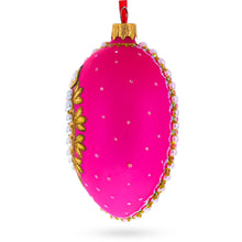Load image into Gallery viewer, Italian Fashion House Pearl Buckle on Pink Glass Egg Christmas Ornament 4 Inches
