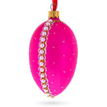 Load image into Gallery viewer, Italian Fashion House Pearl Buckle on Pink Glass Egg Christmas Ornament 4 Inches
