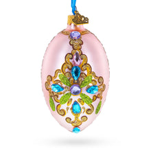 Load image into Gallery viewer, Italian Fashion House Jeweled Cross Glass Egg Christmas Ornament 4 Inches