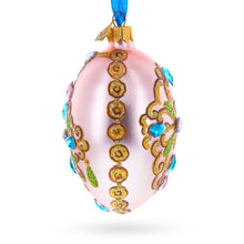 Load image into Gallery viewer, Italian Fashion House Jeweled Cross Glass Egg Christmas Ornament 4 Inches