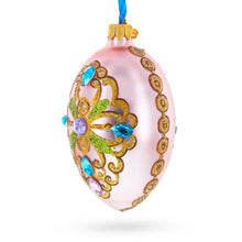 Load image into Gallery viewer, Italian Fashion House Jeweled Cross Glass Egg Christmas Ornament 4 Inches