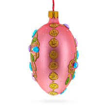 Load image into Gallery viewer, Italian Fashion House Jeweled Brooch Glass Egg Christmas Ornament 4 Inches