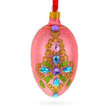 Load image into Gallery viewer, Italian Fashion House Jeweled Brooch Glass Egg Christmas Ornament 4 Inches