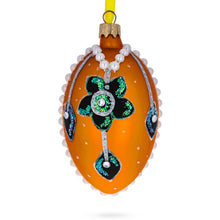 Load image into Gallery viewer, Italian Couturier Fine Jeweled Flower Necklace Glass Egg Christmas Ornament 4 Inches
