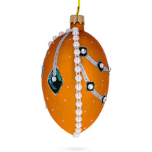 Load image into Gallery viewer, Italian Couturier Fine Jeweled Flower Necklace Glass Egg Christmas Ornament 4 Inches