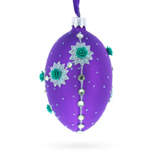 Load image into Gallery viewer, Milan Designer Intricate Jeweled Flower Necklace Glass Egg Christmas Ornament 4 Inches