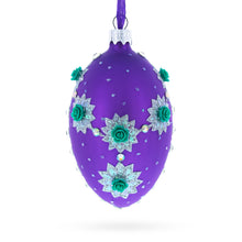 Load image into Gallery viewer, Milan Designer Intricate Jeweled Flower Necklace Glass Egg Christmas Ornament 4 Inches