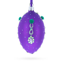 Load image into Gallery viewer, Milan Designer Intricate Jeweled Flower Necklace Glass Egg Christmas Ornament 4 Inches