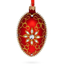 Load image into Gallery viewer, Diamond Star Red Glass Egg Christmas Ornament 4 Inches