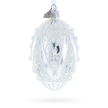 Load image into Gallery viewer, Pearlized Drops on White Glass Egg Christmas Ornament 4 Inches