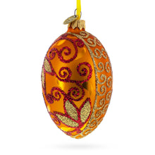 Load image into Gallery viewer, Autumn Leaves on Gold Glass Egg Christmas Ornament 4 Inches