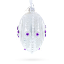 Load image into Gallery viewer, Purple Drops Glass Egg Christmas Ornament 4 Inches