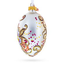 Load image into Gallery viewer, Purple Flowers Glass Egg Ornament 4 Inches