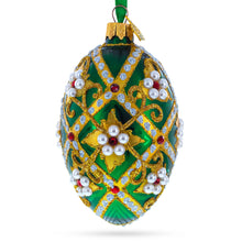 Load image into Gallery viewer, Jewels on Green Glass Egg Christmas Ornament 4 Inches