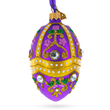 Load image into Gallery viewer, Jeweled Scrolls on Purple Glass Egg Christmas Ornament 4 Inches