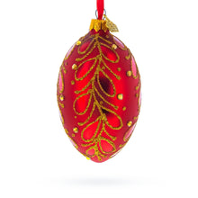 Load image into Gallery viewer, Red Paisley Glass Egg Christmas Ornament 4 Inches