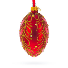 Load image into Gallery viewer, Red Paisley Glass Egg Christmas Ornament 4 Inches