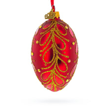 Load image into Gallery viewer, Red Paisley Glass Egg Christmas Ornament 4 Inches