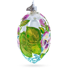 Load image into Gallery viewer, Flowers on White Glass Egg Ornament 4 Inches