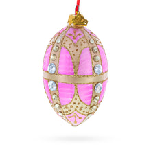 Load image into Gallery viewer, Diamonds on Gold and Pink Glass Egg Ornament 4 Inches