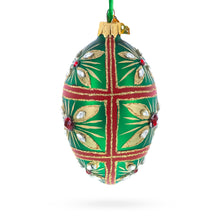 Load image into Gallery viewer, Red Jewel on Green Glass Egg Ornament 4 Inches