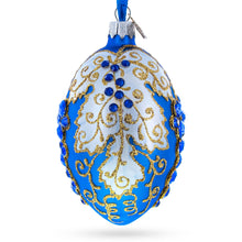 Load image into Gallery viewer, Blue Grapes on White Glass Egg Ornament 4 Inches