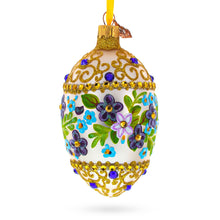 Load image into Gallery viewer, Flowers Swirl Glass Egg Ornament 4 Inches